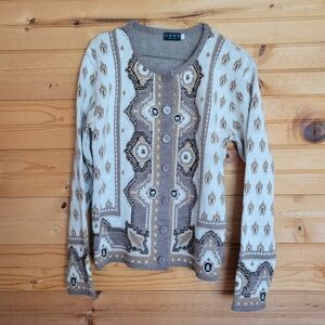 CENY Womens Button-Down Floral Sweater, Size: Large